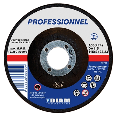 Disque abrasif DA ép. 3.0 x D. 115mm al. 22.23mm coupe acier