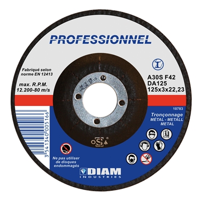 Disque abrasif DA ép. 3.0 x D. 125mm al. 22.23mm coupe acier