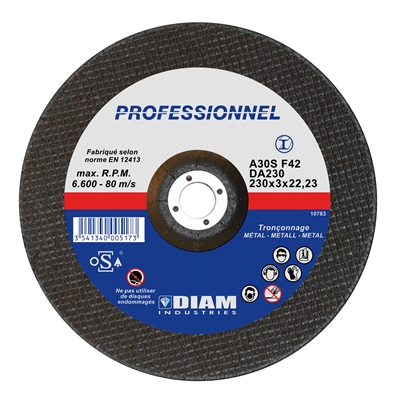 Disque abrasif DA ép. 3.0 x D. 230mm al. 22.23mm coupe acier