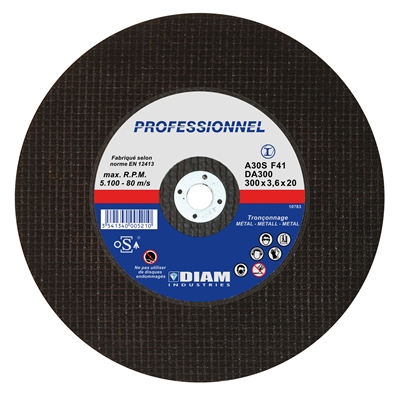 Disque abrasif DA ép. 3.6 x D. 300mm al. 20mm coupe acier