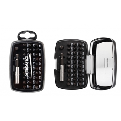 Embouts de vissage Torsion PZ1-2-3 PH1-2-3 TX Plat HEX + porte-embout R. 634C coffret de 32