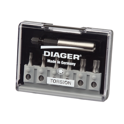 Embouts de vissage Torx Torsion TX10-15-20-25-30-40 + 1 porte embout coffret de 7