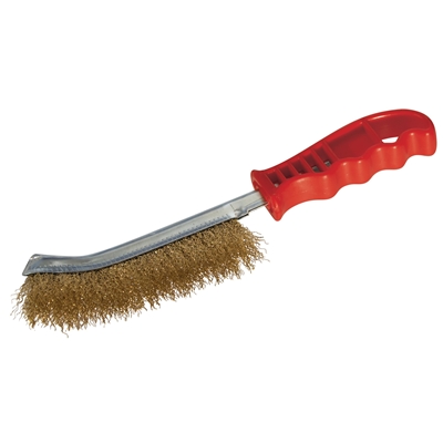 Brosse métallique convexe manche polyéthylène 25cm fil acier laitonné souple