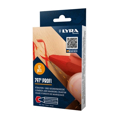 Craie forestière de marquage Lyra Profi R.797 D. 12 x 120mm Rouge