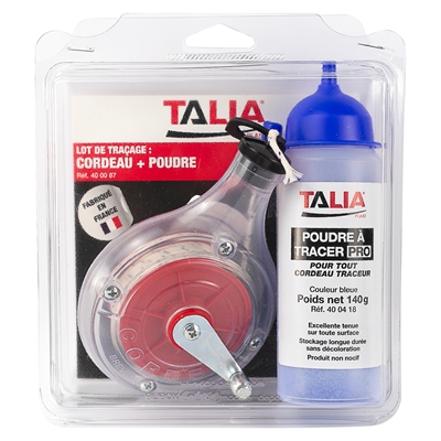 Lot tracage cordeau + poudre à tracer biberon 140g Bleu