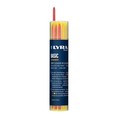 Mines Lyra Dry Basiques 6 Graphites 2B - 3 Rouges - 3 Jaunes étui de 12