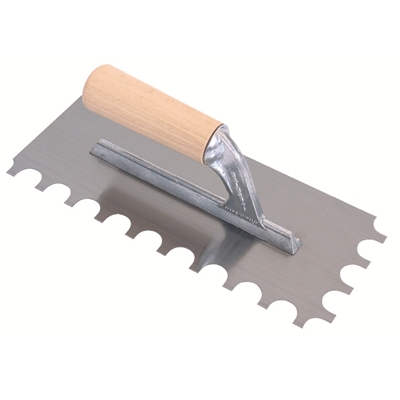 Platoir à colle 28 x 12cm dents 1/2 ronde 15mm poignée bois