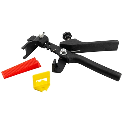 Kit brides auto-nivelantes ép. 2mm + 100 cales + pince p/ pose carrelage seau de 100