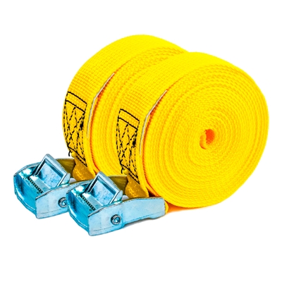 Sangle d'arrimage à boucle 35mm x 4.00ml Jaune blister de 2 Ponsa