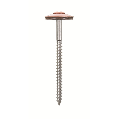 Vis inox A2 p/ tuile de rive D. 4.5 x 65mm PZ2 + rond. Vulca Brun Cuivre RAL 8004 boîte de 100