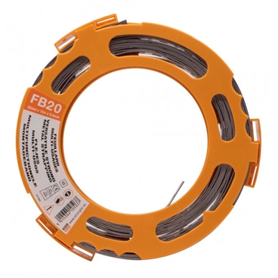 Feuillard acier perforé ép. 0.9 x 20mm rouleau 10ml