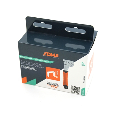Agrafe Galva D. 1.2 x 10.6mm ht. 10mm p/ marteau Puncher boite de 5000