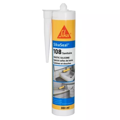 Mastic silicone Sikaseal 108 Sanitaire (Sanisil) cartouche 300ml Transparent