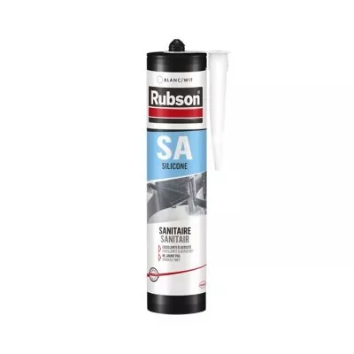 Mastic silicone acétique sanitaire SA Rubson cartouche 300ml Blanc