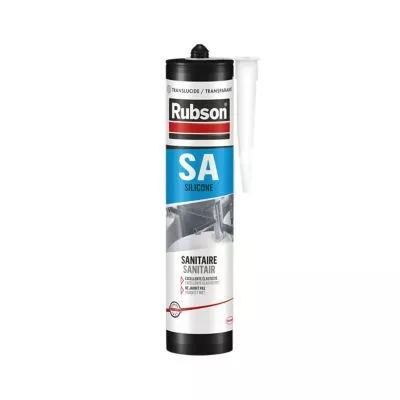 Mastic silicone acétique sanitaire SA Rubson cartouche 300ml Translucide