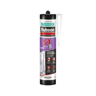 Mastic silicone sanitaire ph. aqueuse ST5 Rubson cartouche 300ml Blanc