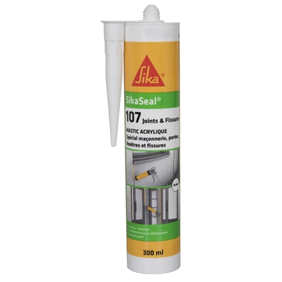 Mastic acrylique Sikaseal 107 joint & fissure (Sikacryl) cartouche 300ml Blanc