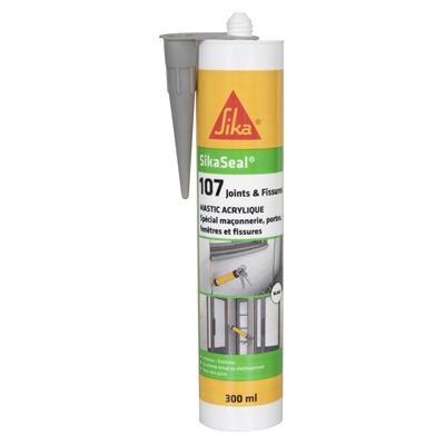 Mastic acrylique Sikaseal 107 joint & fissure (Sikacryl) cartouche 300ml Gris