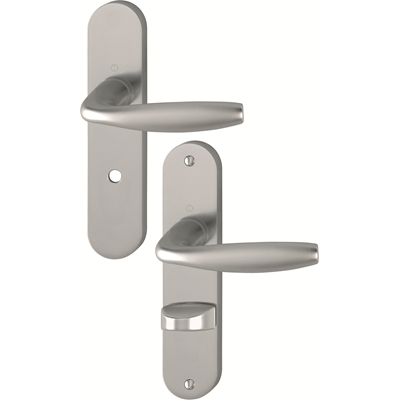 Garniture de porte int. alu s/ plaque 165mm New York à condamnation aspect Inox