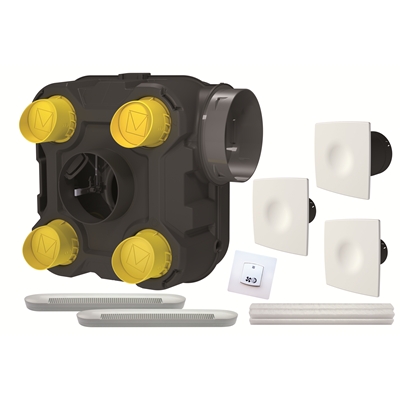 Vmc simple flux autoréglable 90-225m3/h kit Styl'Air Qualité de l'Air Intérieur NF