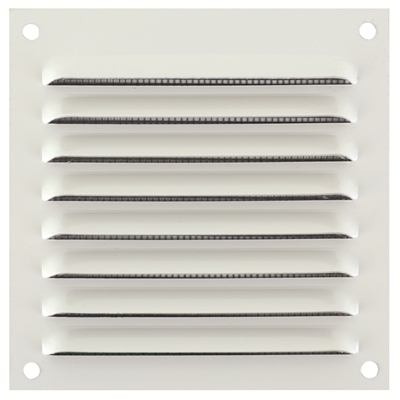 Grille d'aération en applique alu à persienne avec moust. 100 x 100mm Blanc