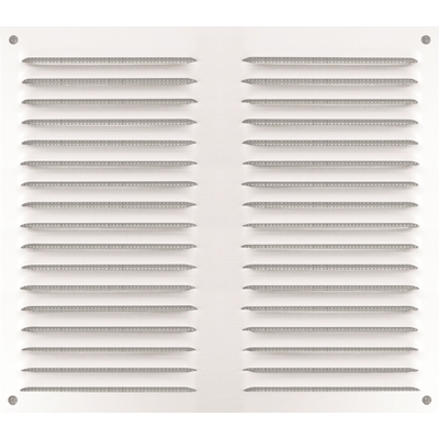 Grille d'aération en applique alu à persienne avec moust. 200 x 200mm Blanc
