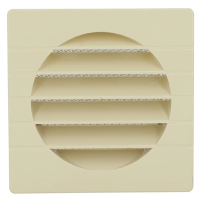 Grille de ventilation plast. 65cm² p/ façade 149 x 149mm p/ tube D. 125mm + moust. 1GETM125 Sable