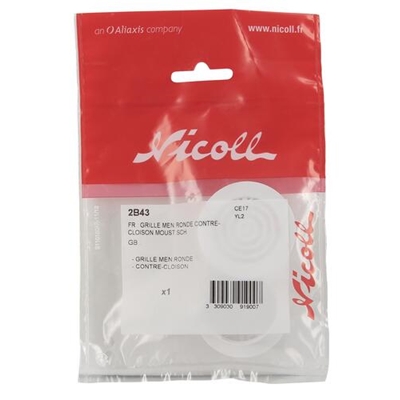Grilles de ventilation plast. 1.5cm² contre cloisons D. 35mm + moust. 2B43 Blanc sachet de 2