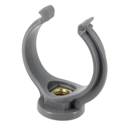 Collier pvc Lyre insert 7-150 p/ fixation tuyau D. 40mm CO40 Gris