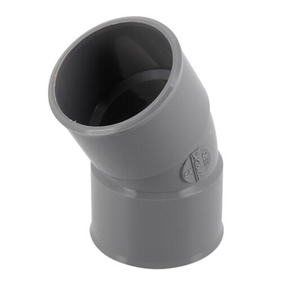 Coude pvc d'évacuation simple 30° FF D. 40mm CH33 Gris