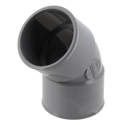 Coude pvc d'évacuation simple 45° FF D. 40mm CH44 Gris