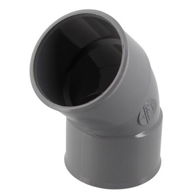Coude pvc d'évacuation simple 45° FF D. 50mm CJ44 Gris