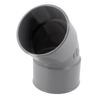 Coude pvc d'évacuation simple 45° FF D. 80mm CR44 Gris