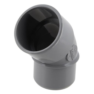Coude pvc d'évacuation simple 45° MF D. 40mm CH4 Gris