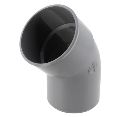 Coude pvc d'évacuation simple 45° MF D. 80mm CR4 Gris