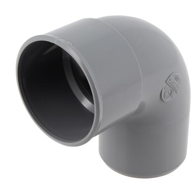 Coude pvc d'évacuation simple 87°30 MF D. 63mm CL8 Gris
