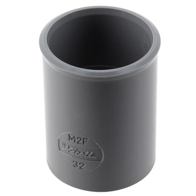 Manchon pvc d'évacuation à butée FF D. 32mm M2F Gris