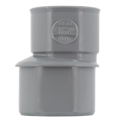 Réduction pvc d'évacuation sortie ext. excentrée MF D. 50-40mm IJ1 Gris