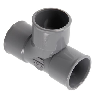 Té pvc d'évacuation pied de biche simple 87'30 FF D. 32mm simple TF188 Gris