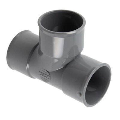 Té pvc d'évacuation pied de biche simple 87'30 FF D. 40mm simple TH188 Gris