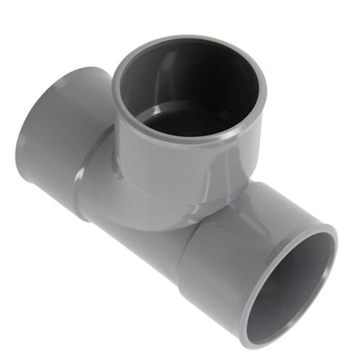 Té pvc d'évacuation pied de biche simple 87°30 FF D. 50mm TJ188 Gris