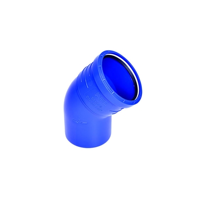 Coude PP d'évacuation simple à joint SN4 Sancol 45° MF D. 100mm Bleu
