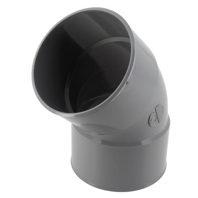 Coude pvc d'évacuation simple 45° FF D. 100mm CT44 Gris