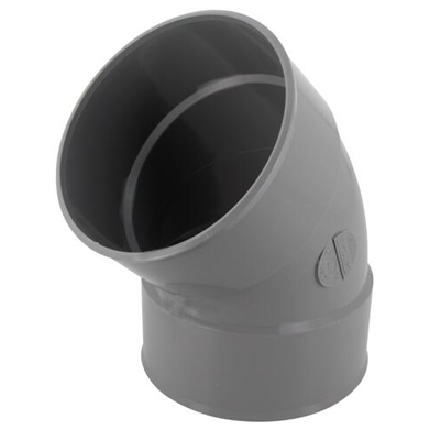Coude pvc d'évacuation simple 45° FF D. 140mm CY44 Gris