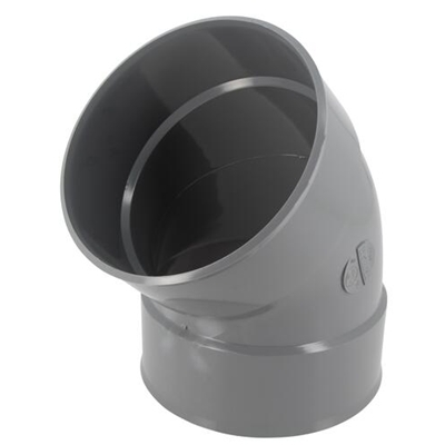 Coude pvc d'évacuation simple 45° FF D. 160mm CZ44 Gris
