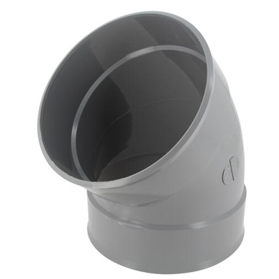Coude pvc d'évacuation simple 45° FF D. 200mm CB44 Gris