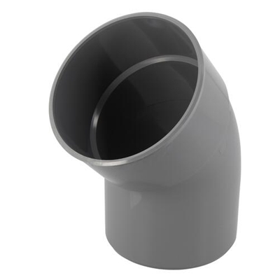 Coude pvc d'évacuation simple 45° MF D. 125mm CX4 Gris