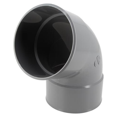 Coude pvc d'évacuation simple 67°30 FF D. 125mm CX66 Gris