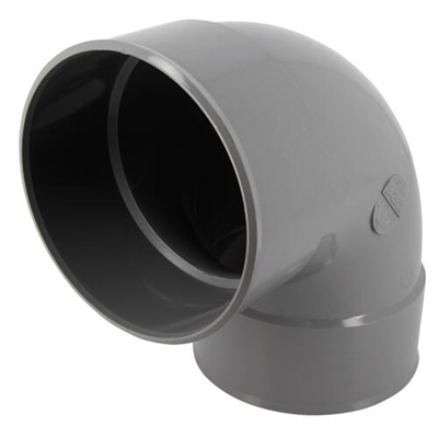 Coude pvc d'évacuation simple 87°30 FF D. 140mm CY88 Gris