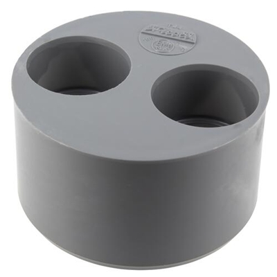 Tampon de réduction pvc d'évacuation double MF D. 100-40-40mm T44 Gris